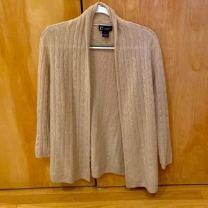 C by Bloomingdale’s cableknit open cardigan